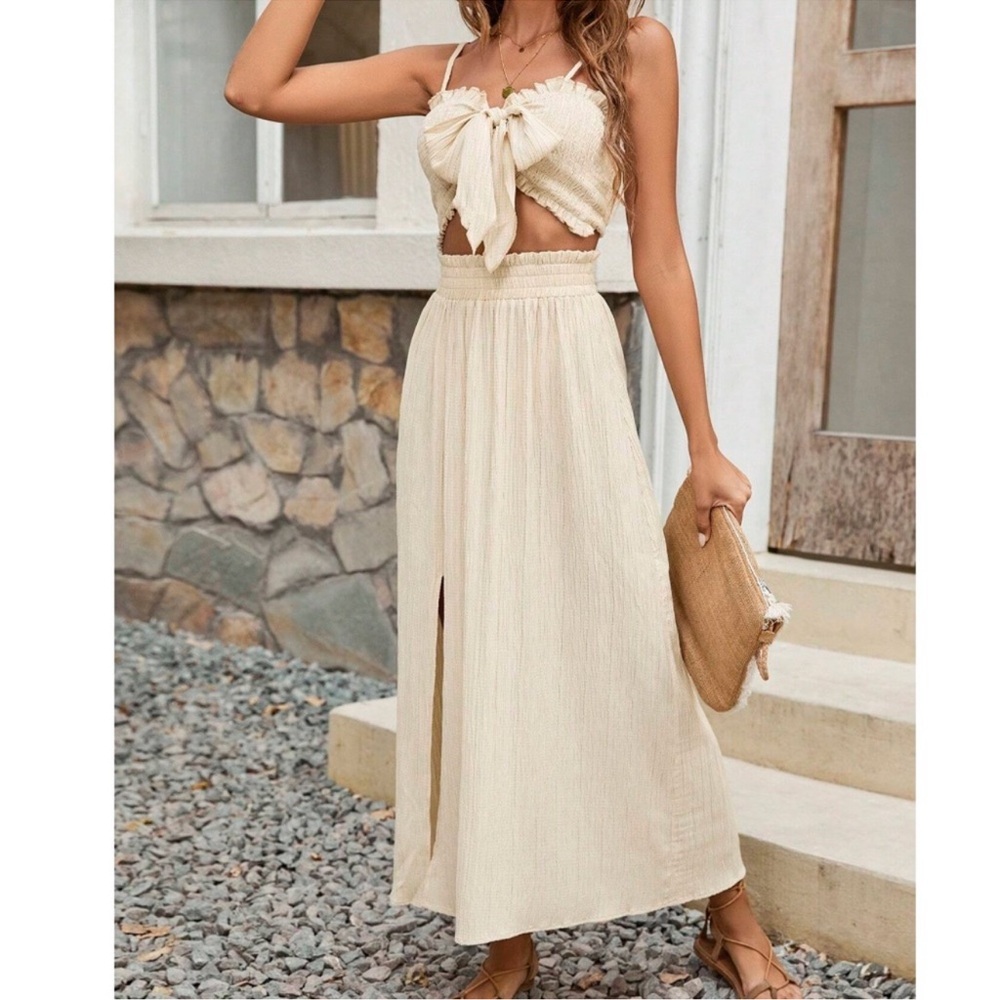 Boho Cropped Cami Top Maxi Skirt Set S M L XL